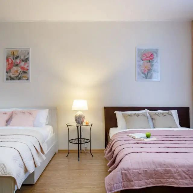 Real photos of Two-room family room near the ZOO with a hammock on the loggia