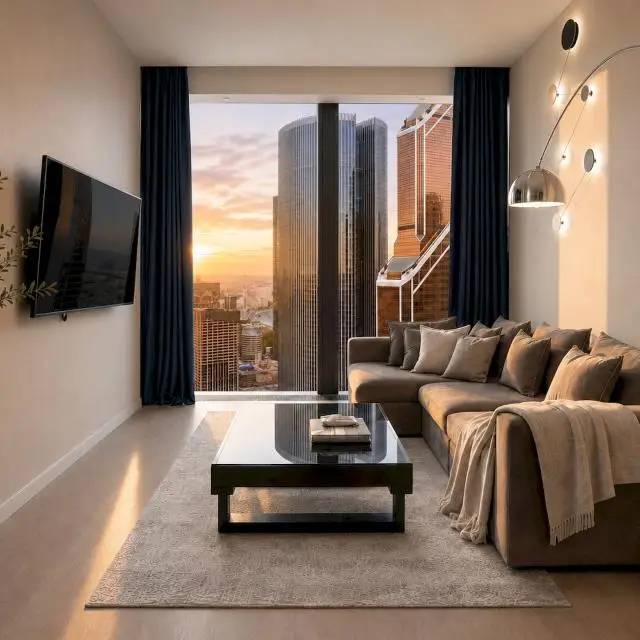 Real photos of Apartment Moscow City AV Sunset 2 rooms 35th floor with speaker and lighting
