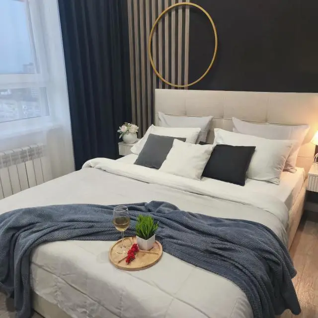 Real photos of An apartment with a wow effect: a bathtub by the window, a separate shower and a hanging balloon!
