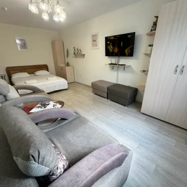 Real photos of 60 Pionersky ave. / studio room of 40 sq.m. / up to 4 people