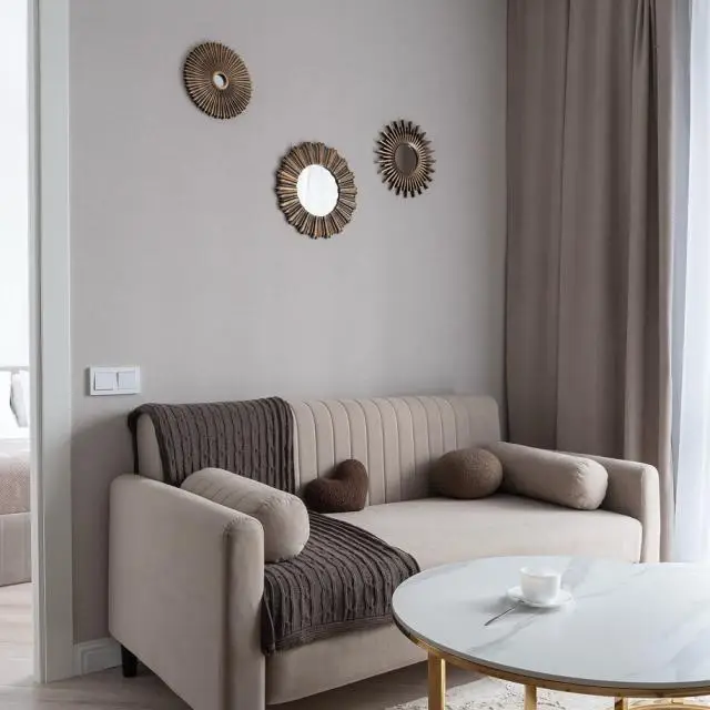 Real photos of Studio apartment with designer renovation at Lesnaya metro station.