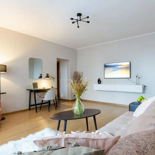 Real photos of Two-room family room near the ZOO with a hammock on the loggia