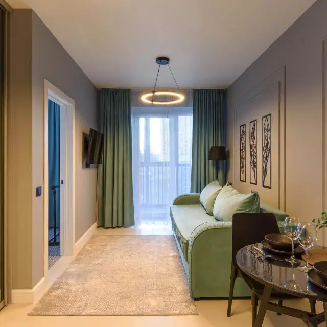 Real photos of KrasLoft apartments in Boulevard of Flowers residential complex for 4 people
