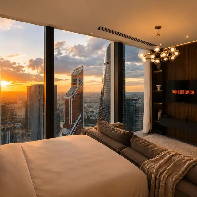 Real photos of Sunset side in the Moscow City designer apartment